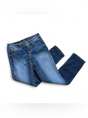 a.n.a Blue Denim Skinny Jeans Embroidered Stretch Mid Rise 5-Pocket Size 4P